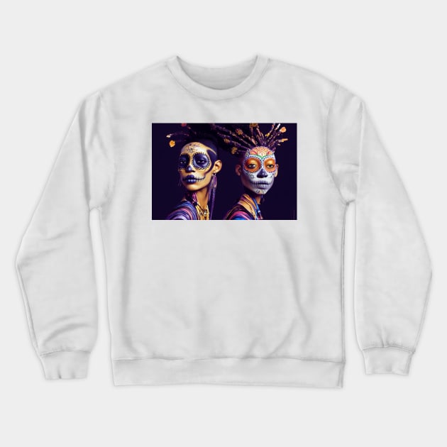 Two people with voodoo makeup on thier faces Crewneck Sweatshirt by Artisticwalls